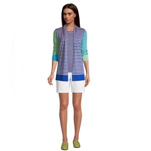 Lands End open cardigan jacket stripes cotton sz 2X 22